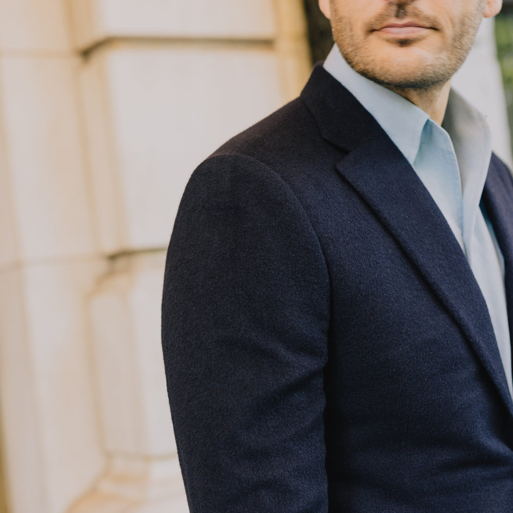 
                  
                    Single Breasted Notch Jacket in Navy Pure Cashmere
                  
                