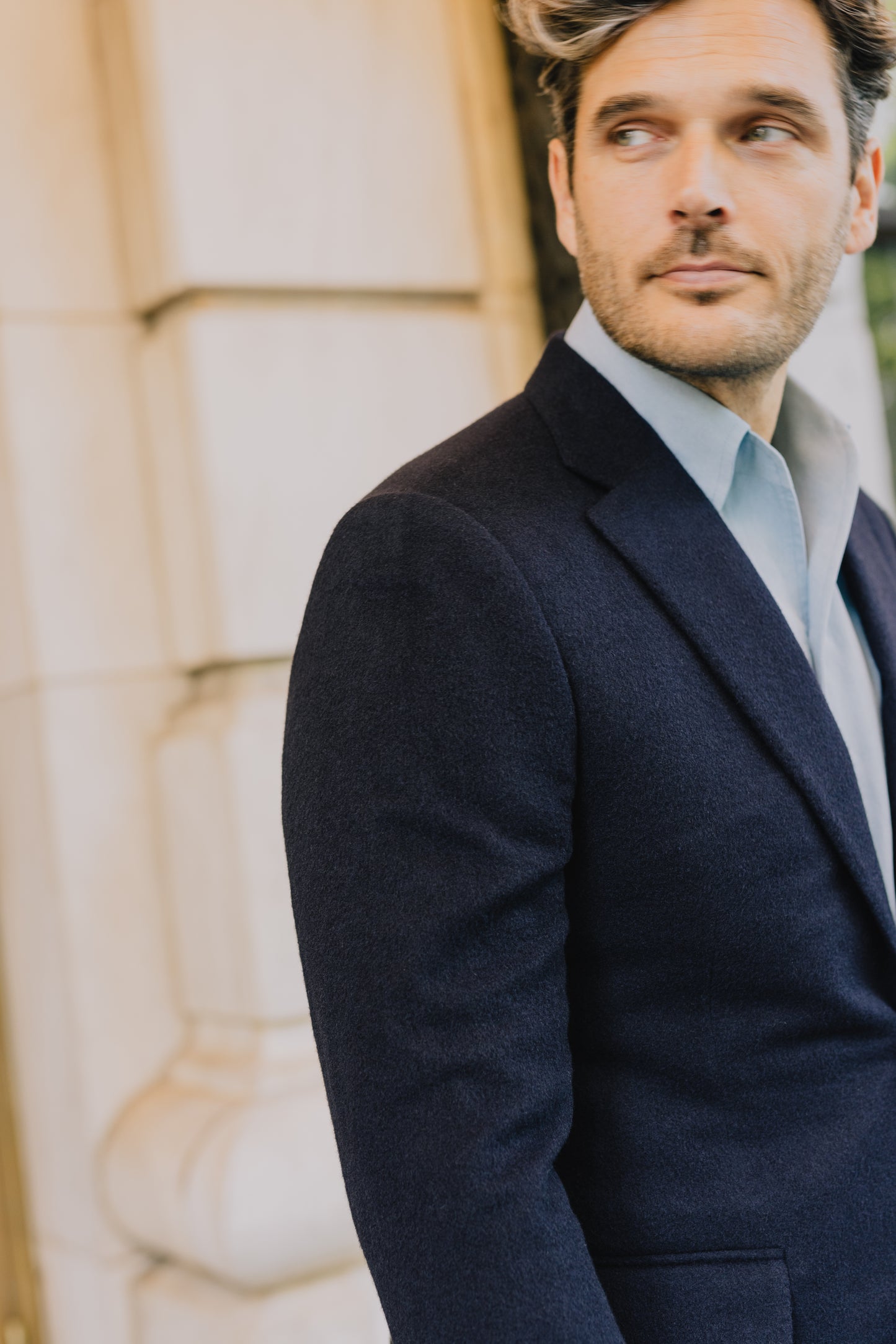 
                  
                    Single Breasted Notch Jacket in Navy Pure Cashmere
                  
                