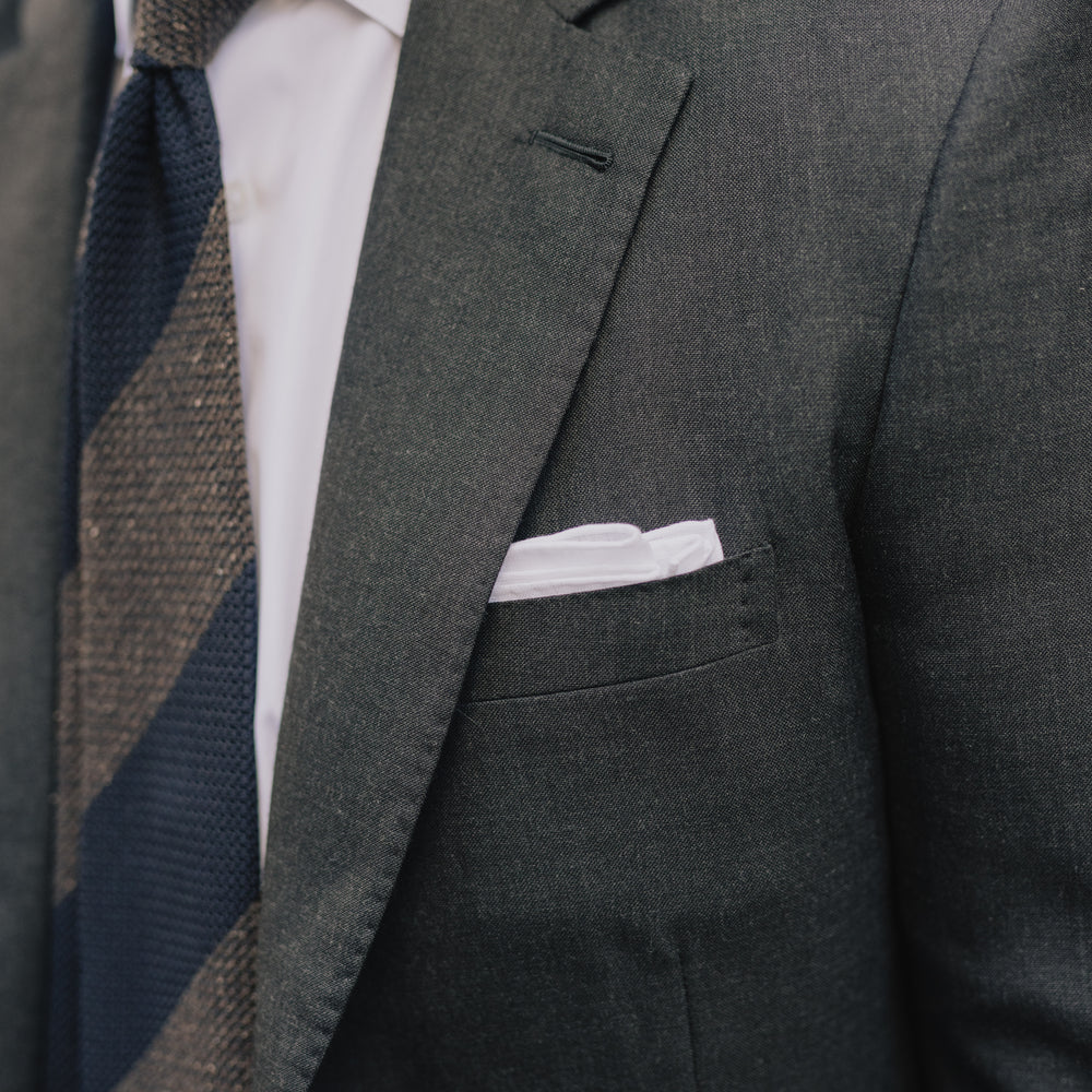 
                  
                    Single Breasted Classic Notch Suit in Grey Hopsack
                  
                