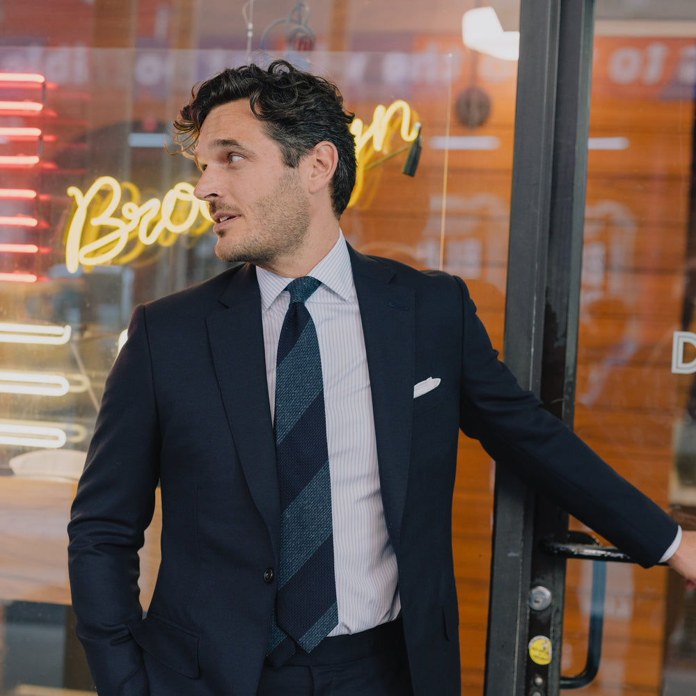 Cutaway Collar Shirt in Blue Stripe Poplin – Cad & The Dandy New York Cutaway Collar Shirt in Blue Stripe Poplin – Cad & The Dandy New York