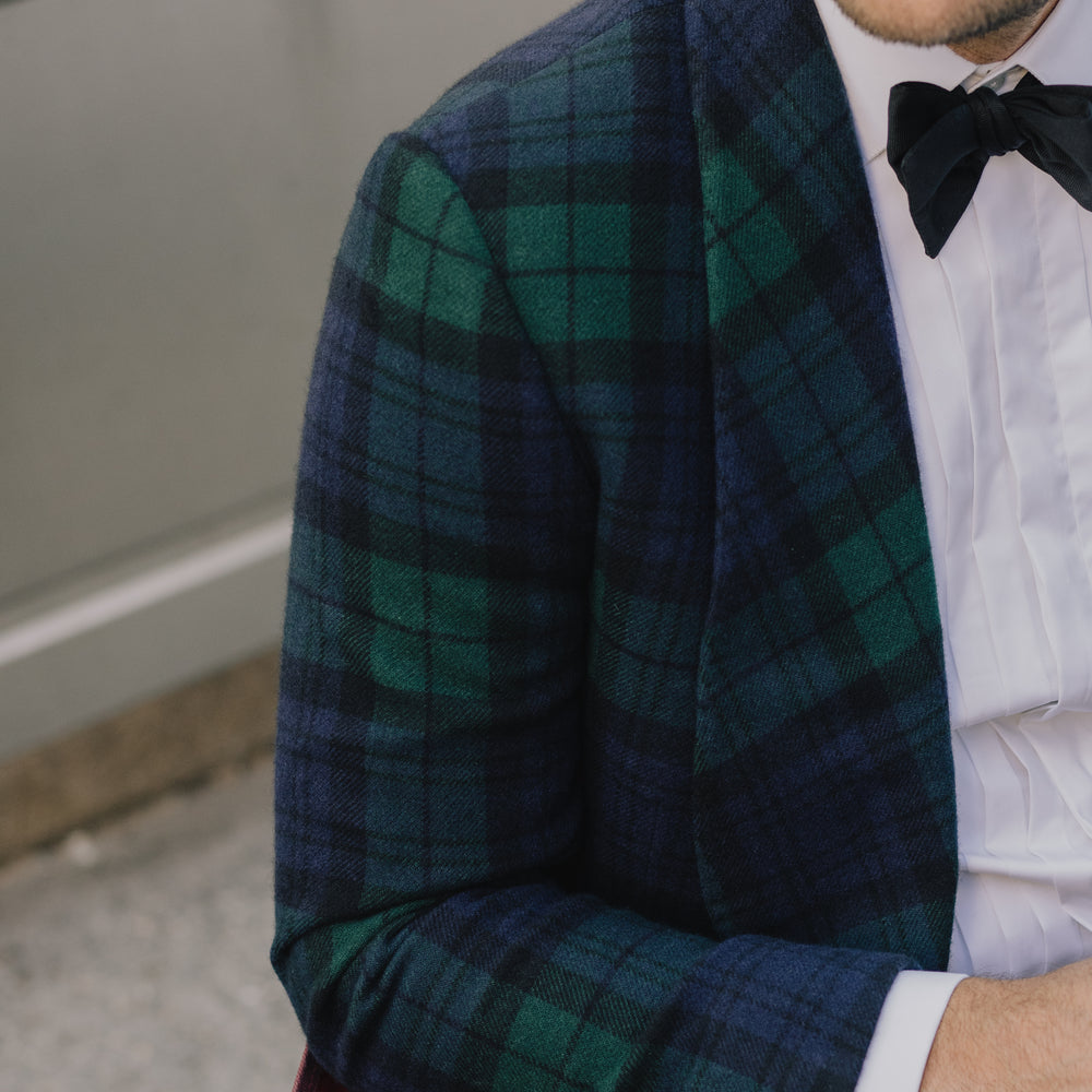 
                  
                    Wide Shawl Jacket in Tartan Cashmere
                  
                