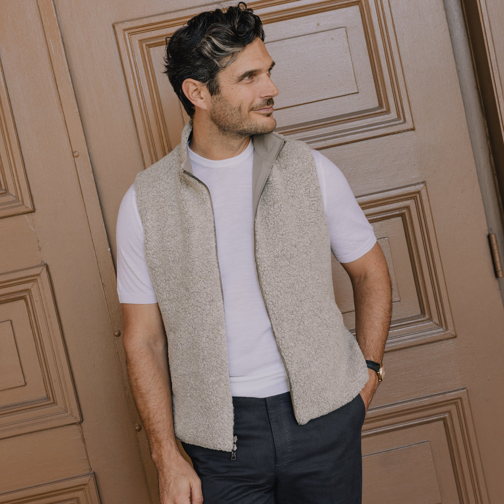 
                  
                    Knitted T-Shirt in Chalk Merino Wool
                  
                