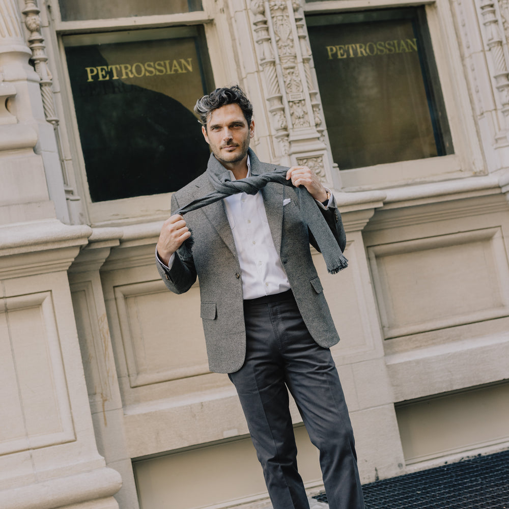 
                  
                    Single Breasted Notch Jacket in Brown Escorial Wool
                  
                