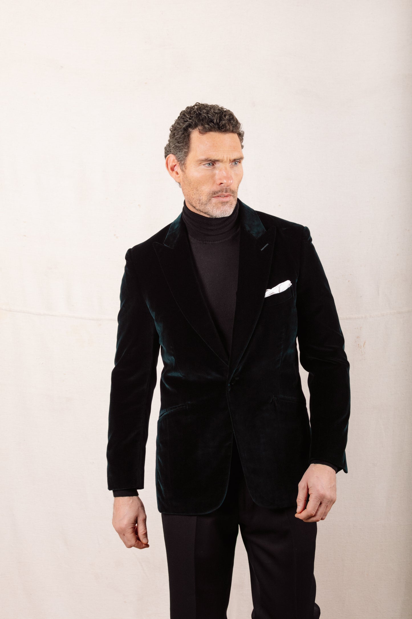 
                  
                    Peak Lapel Jacket in Black Velvet
                  
                