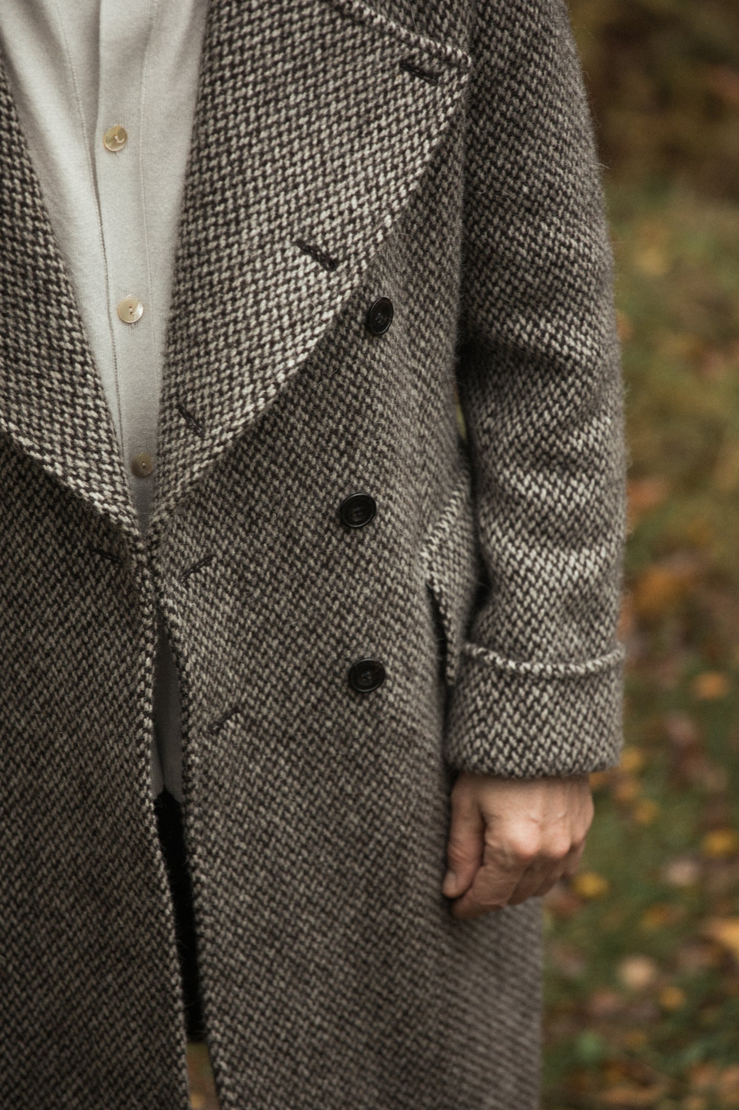 
                  
                    Greatcoat in Cream Barlycorn Wool
                  
                