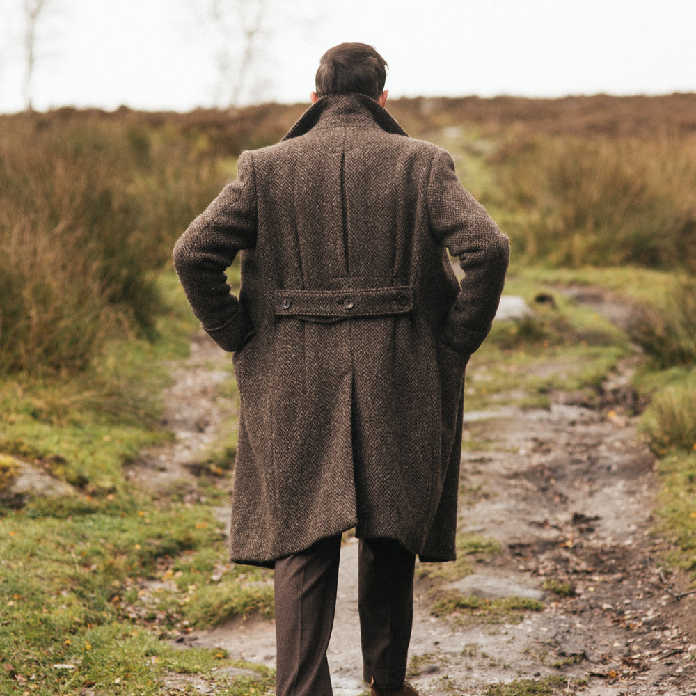 
                  
                    Greatcoat in Brown Barlycorn Wool
                  
                