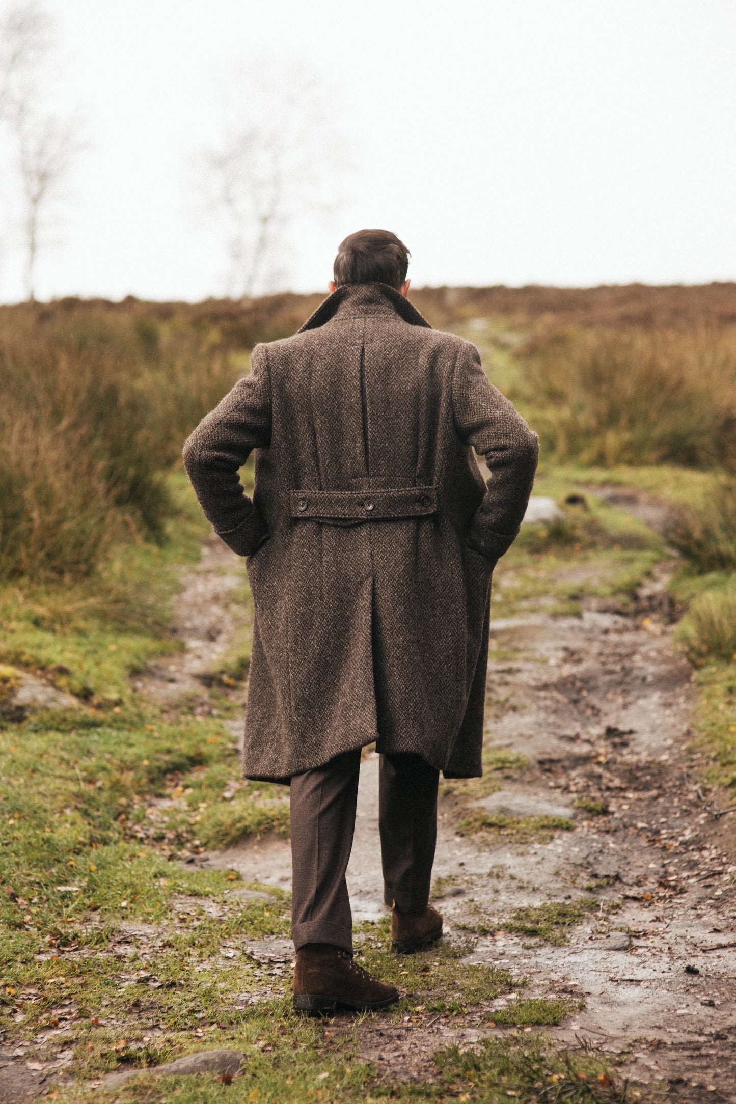 
                  
                    Greatcoat in Brown Barlycorn Wool
                  
                