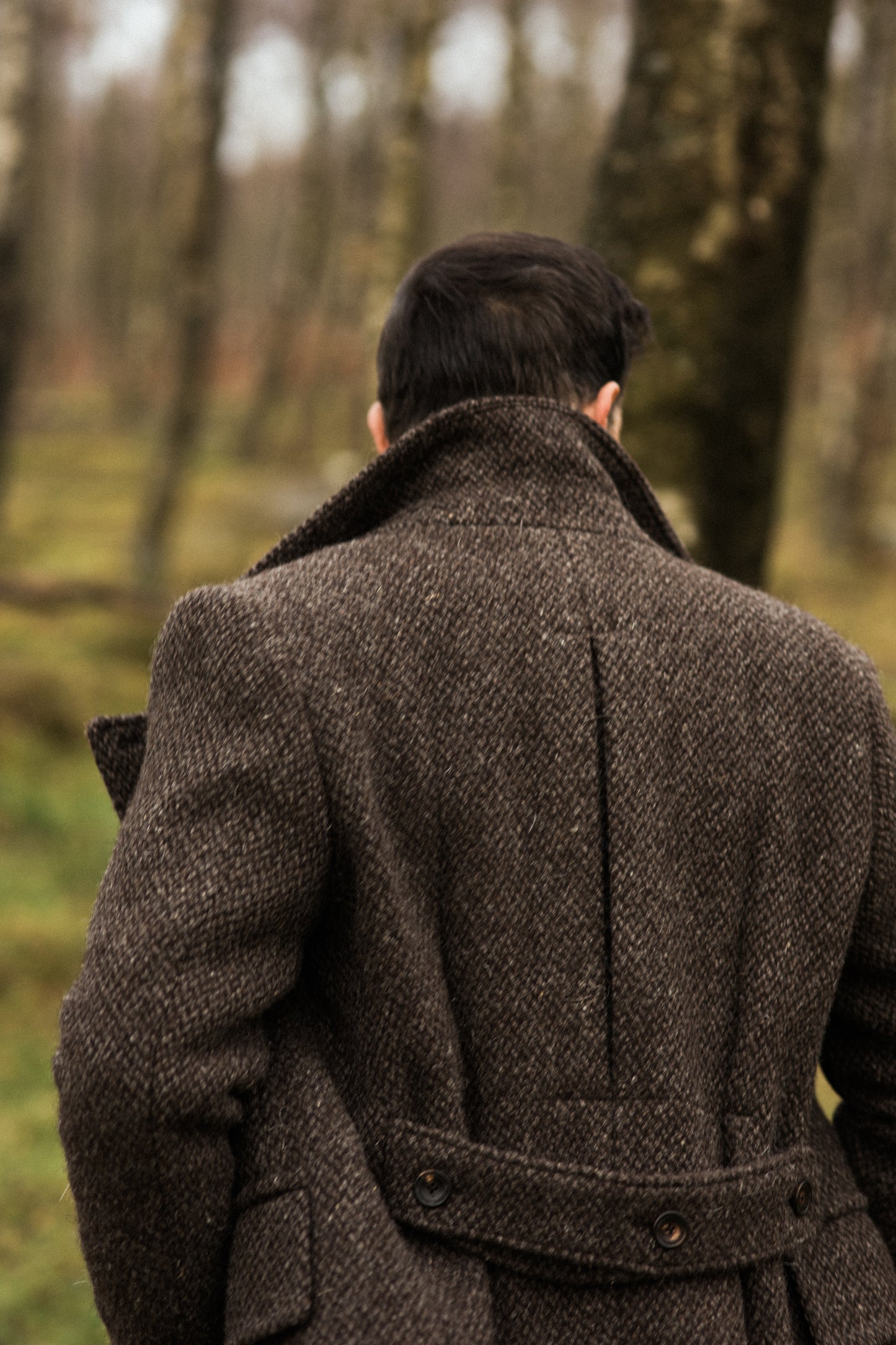 
                  
                    Greatcoat in Brown Barlycorn Wool
                  
                