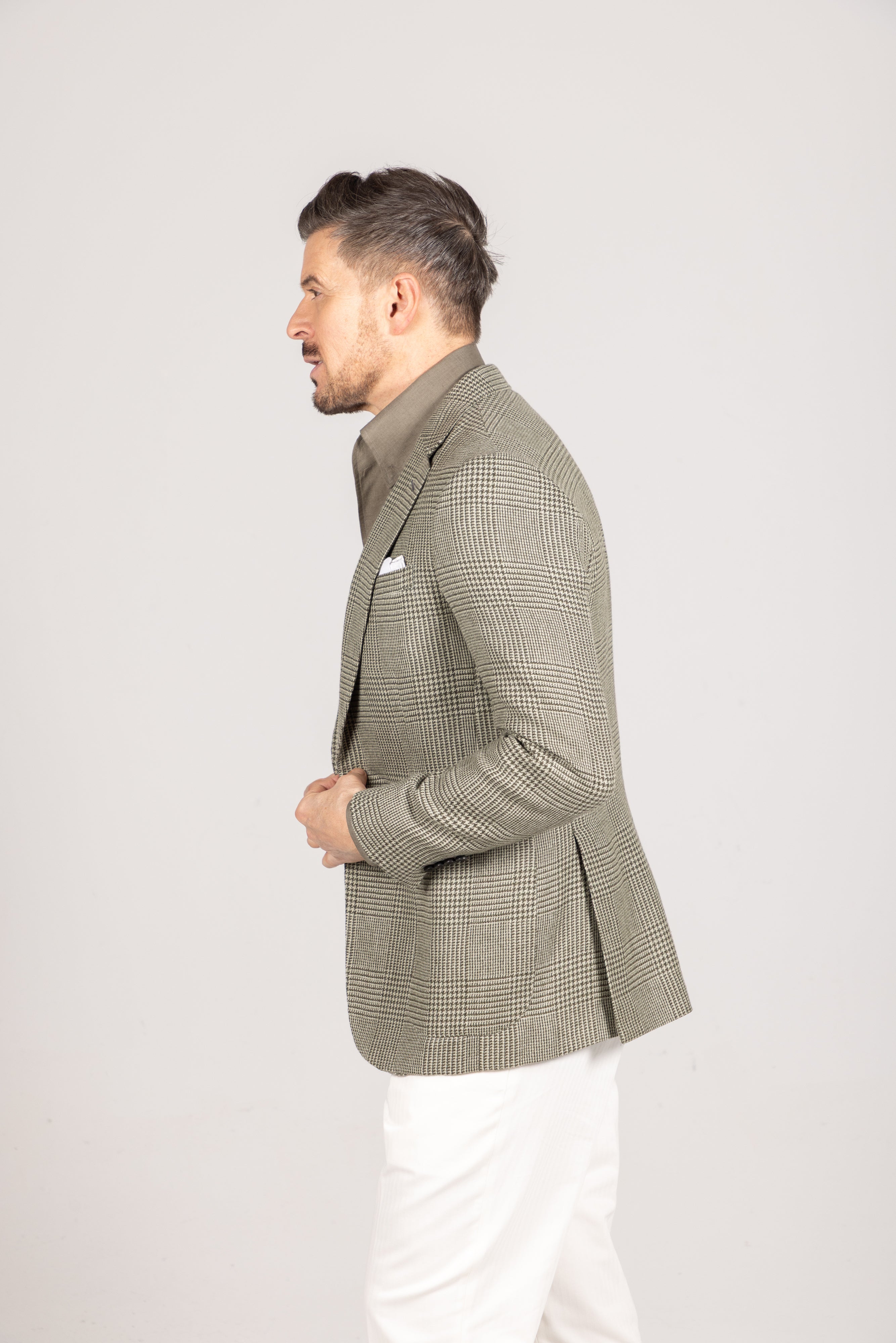 Single Breasted Notch Jacket in Sage Green Glen Check Cad & The Dandy New York Single Breasted Notch Jacket in Sage Green Glen Check Cad & The Dandy New York