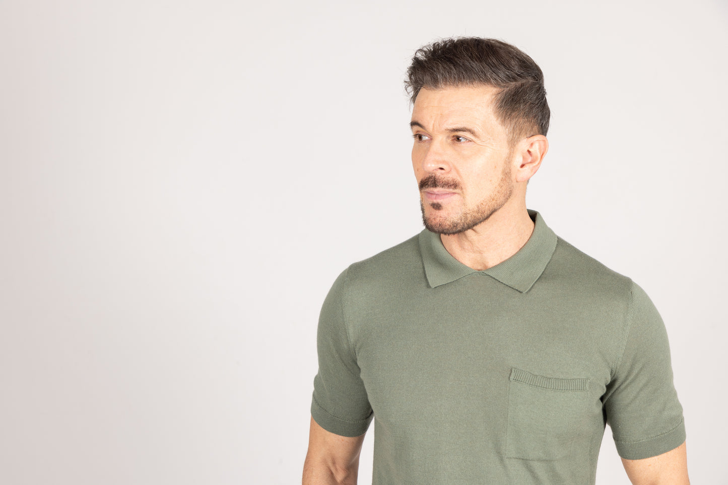 
                  
                    Crewneck Polo in Olive Green
                  
                