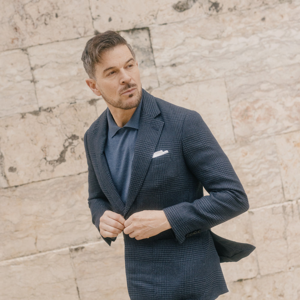 Single Breasted Notch Jacket in Marine Glen Check – Cad & The Dandy New ...