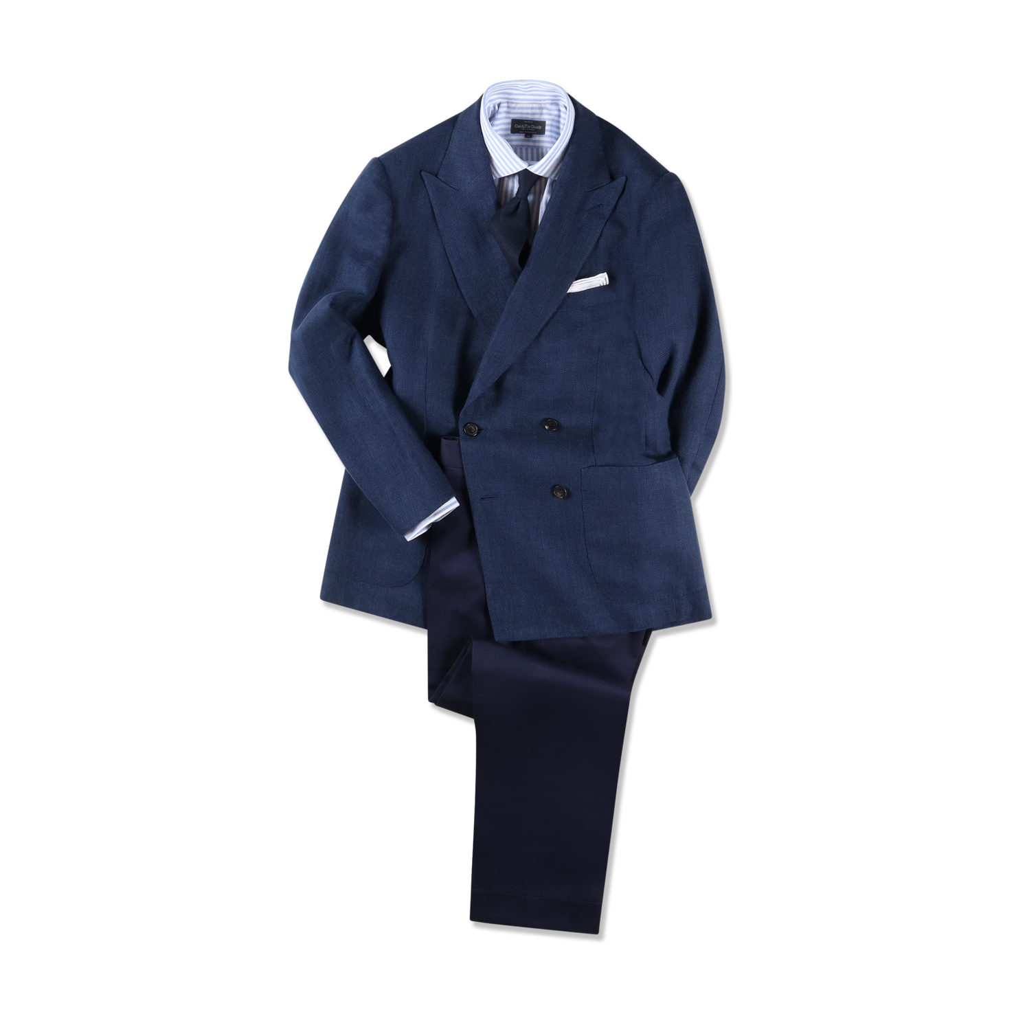 Double Breasted Peak Lapel Jacket in Navy Blue Hopsack – Cad & The