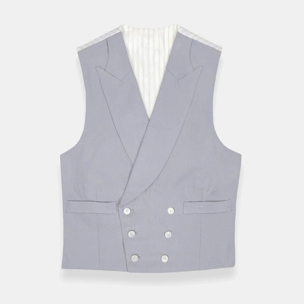 Double Breasted Wool Waistcoat in Dove Grey