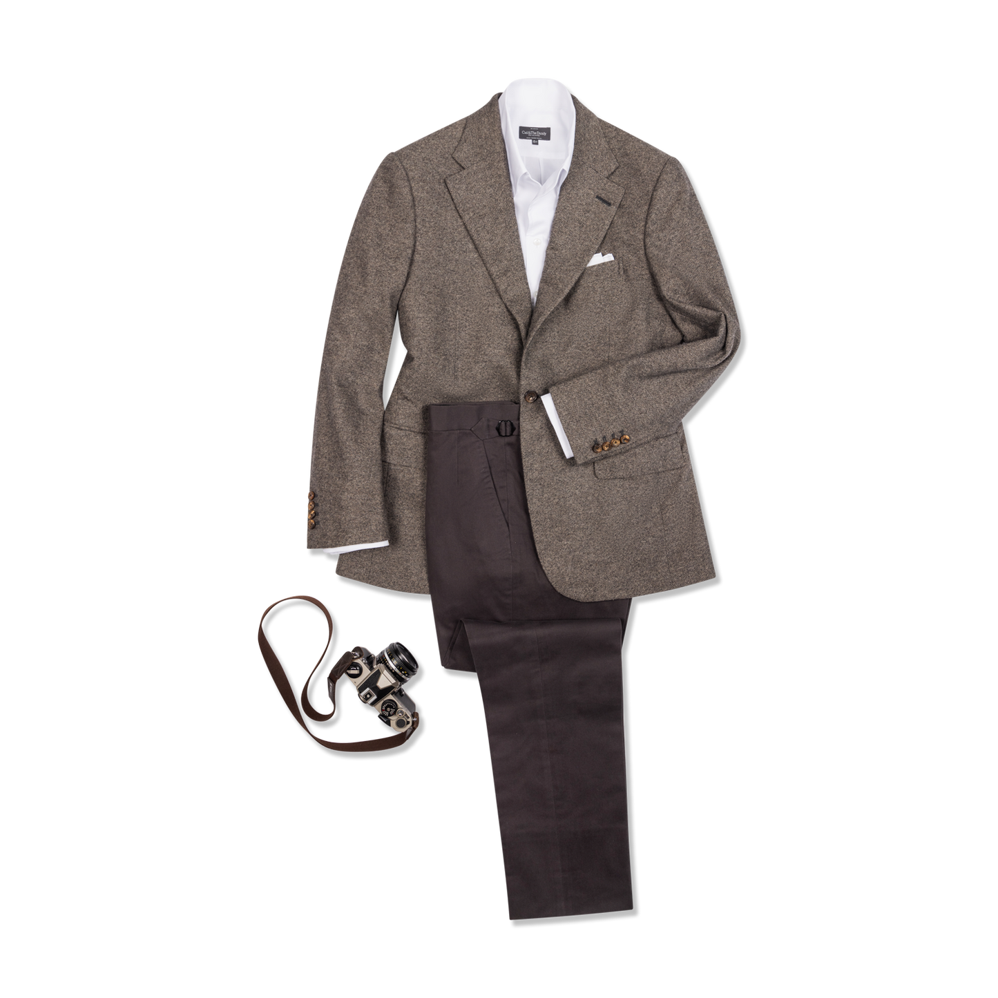 【CELINE】 NOTCH COLLAR COAT IN ESCORIAL WOOL Single Breasted Notch Jacket in Brown Escorial Wool – Cad