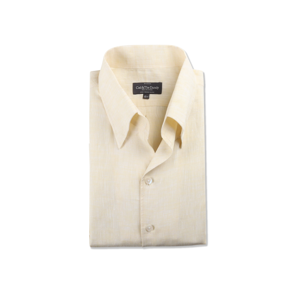 cream colored dress shirt One Piece Collar Shirt in Pale Yellow Linen – Cad & The Dandy New York