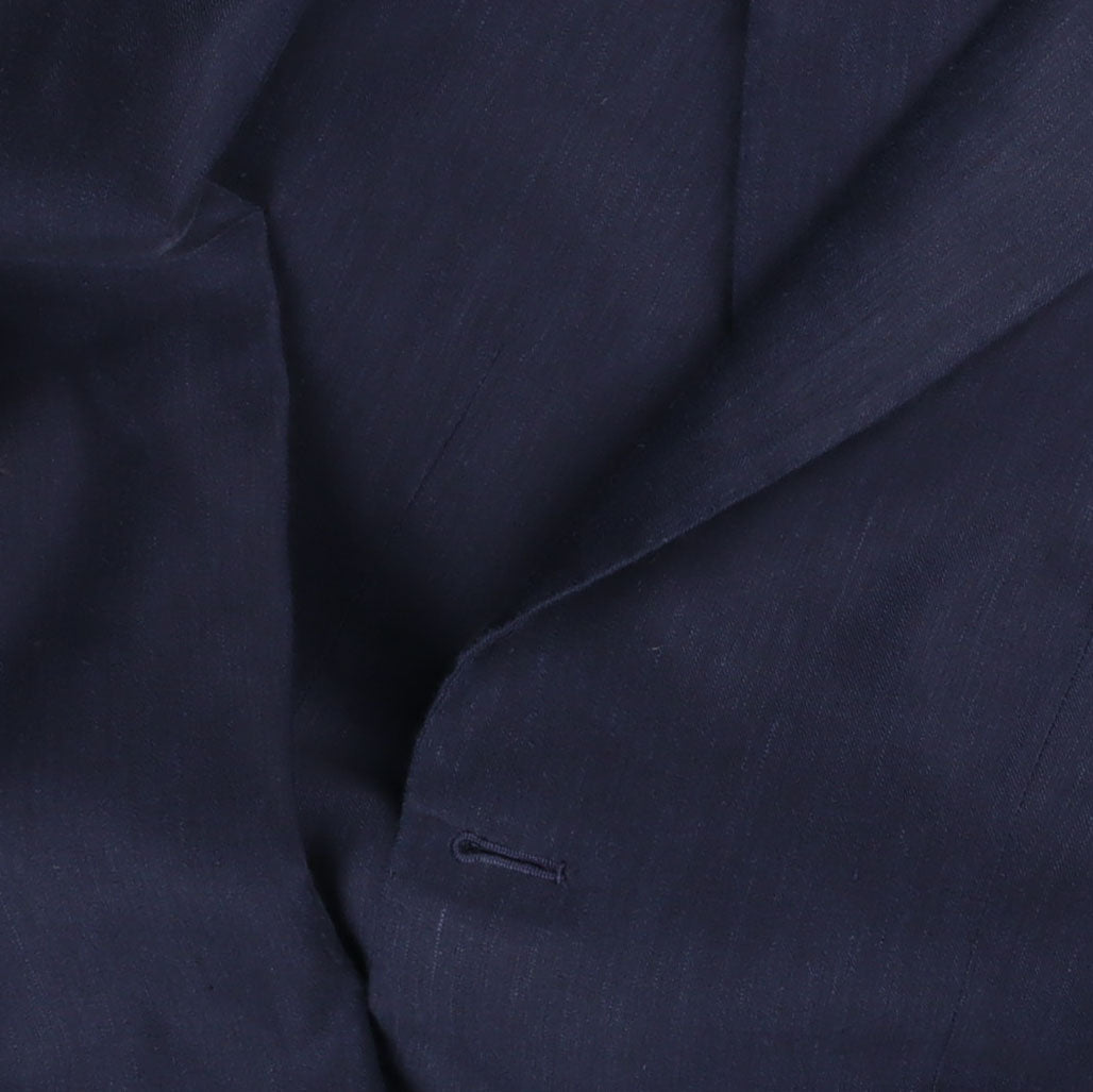 
                  
                    Single Breasted Peak Lapel Suit in Navy Wool Linen
                  
                