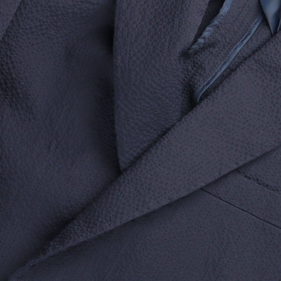 
                  
                    Single Breasted Notch Lapel Suit in Navy Seersucker
                  
                