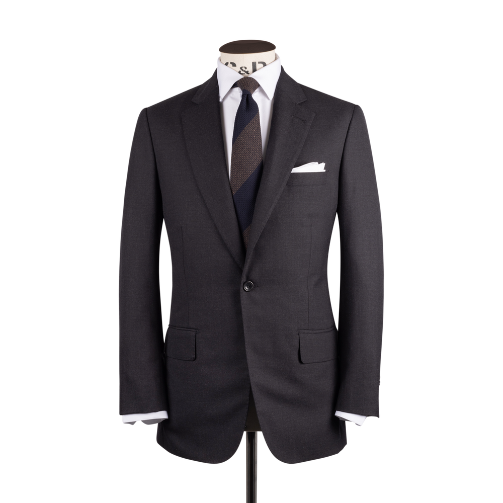 Single Breasted Classic Notch Suit in Grey Hopsack