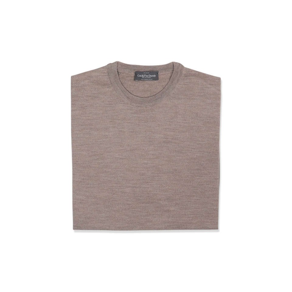 Knitted T-Shirt in Fawn Merino Wool