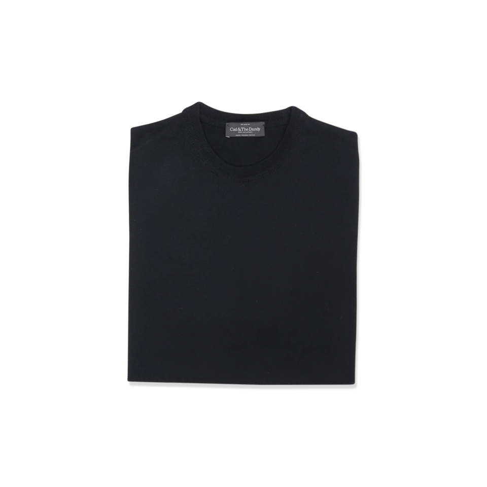 Knitted T-Shirt in Marine Merino Wool
