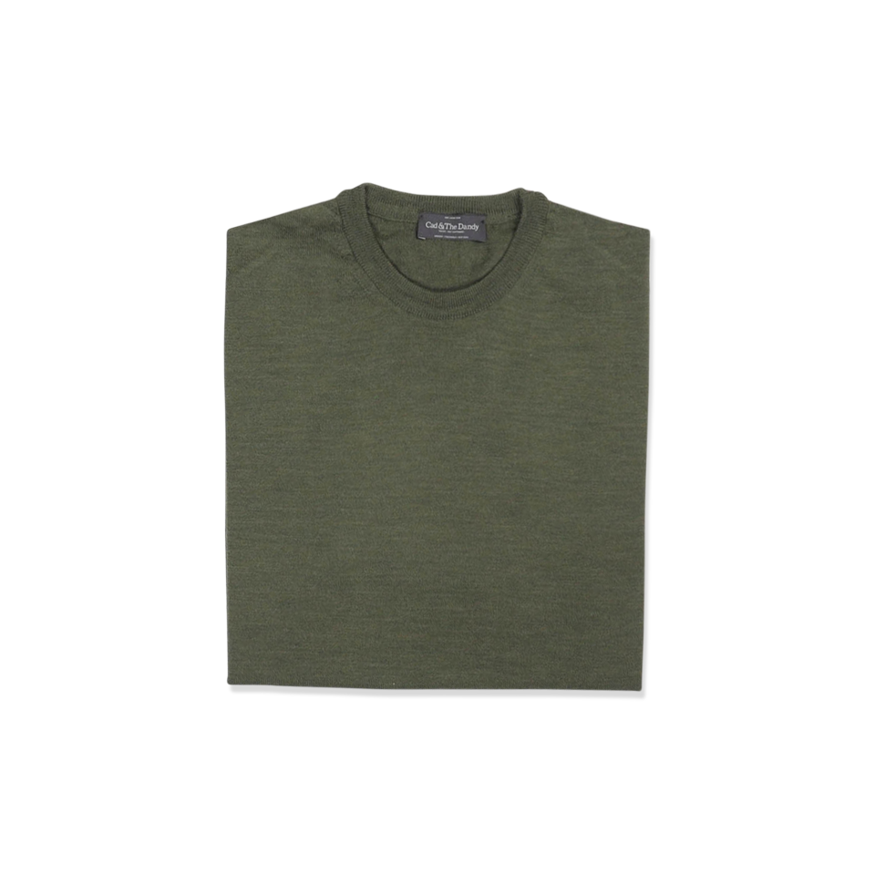 Knitted T-Shirt in Moss Merino Wool