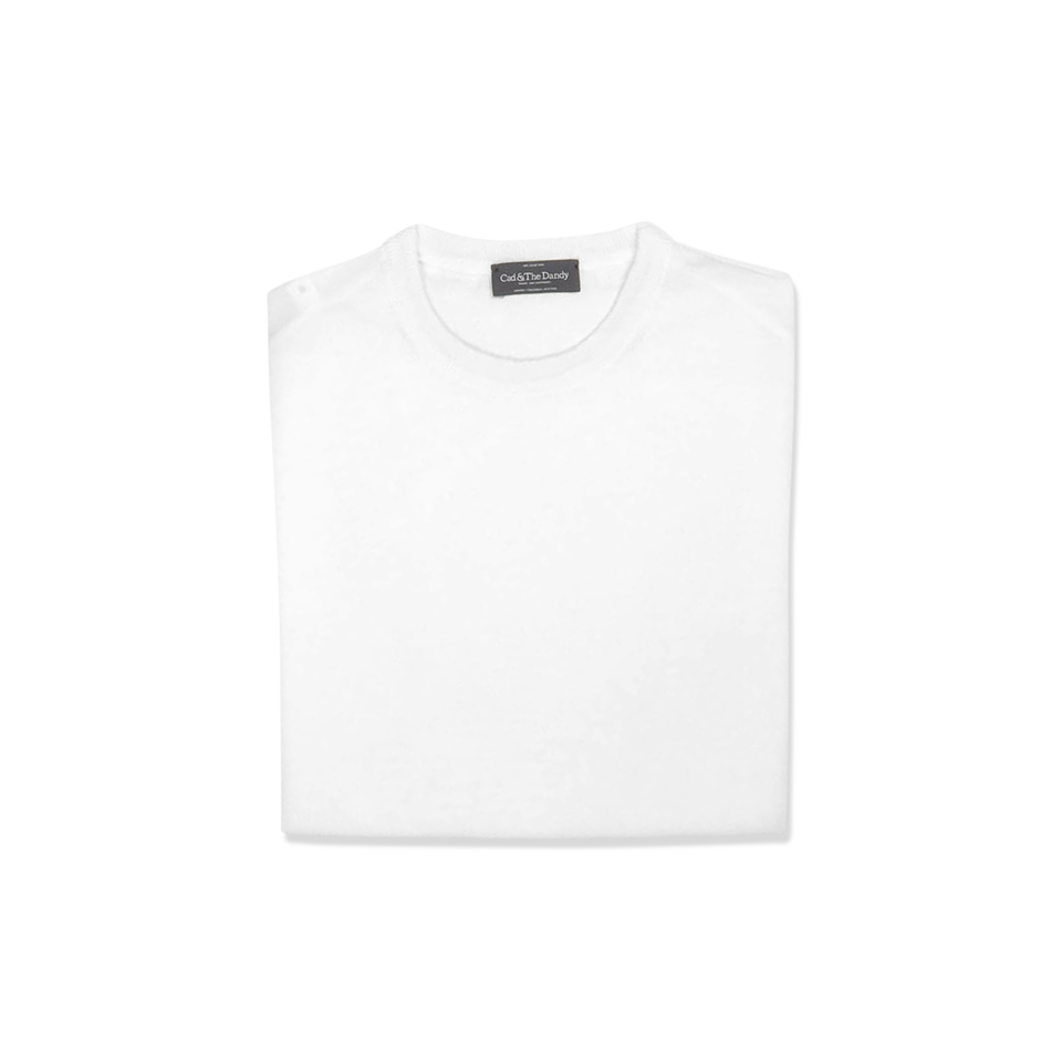 Knitted T-Shirt in Chalk Merino Wool