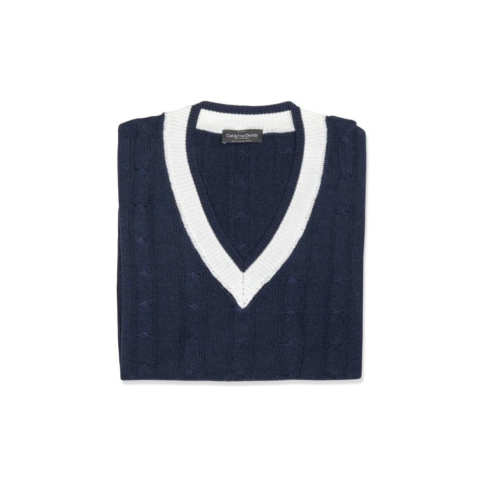 Tennis Sweater in Navy Blue Linen Mix