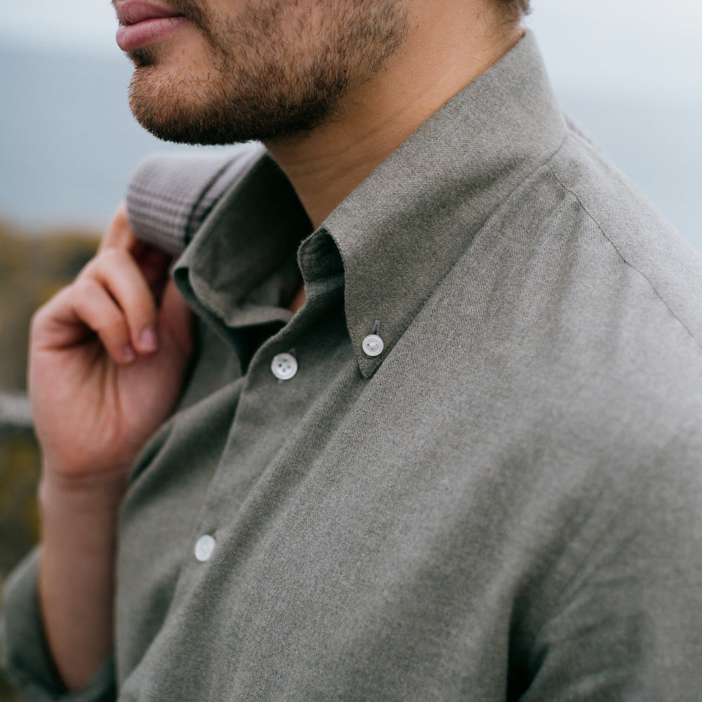 
                  
                    Button Down Shirt in Sage Green Flannel
                  
                