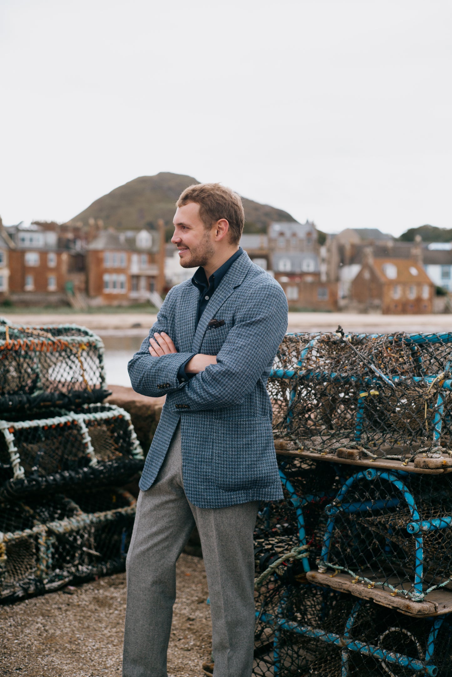 
                  
                    Single Breasted Notch Jacket in Blue Italian Tweed
                  
                