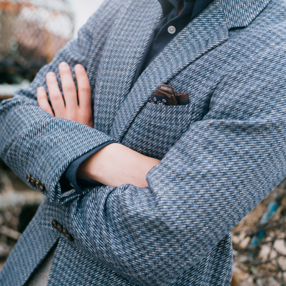 
                  
                    Single Breasted Notch Jacket in Blue Italian Tweed
                  
                