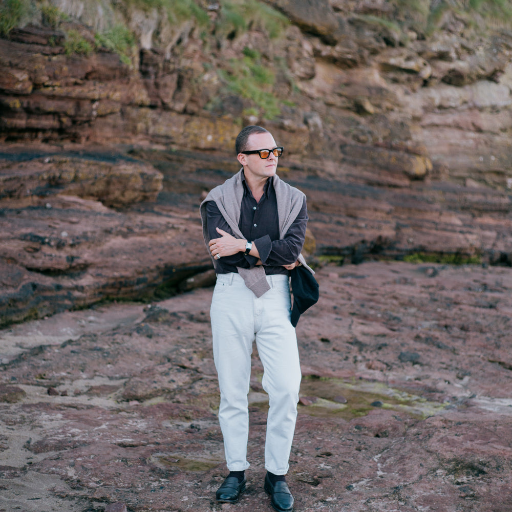 
                  
                    One Piece Collar Shirt in Mink Brown Micro Corduroy
                  
                