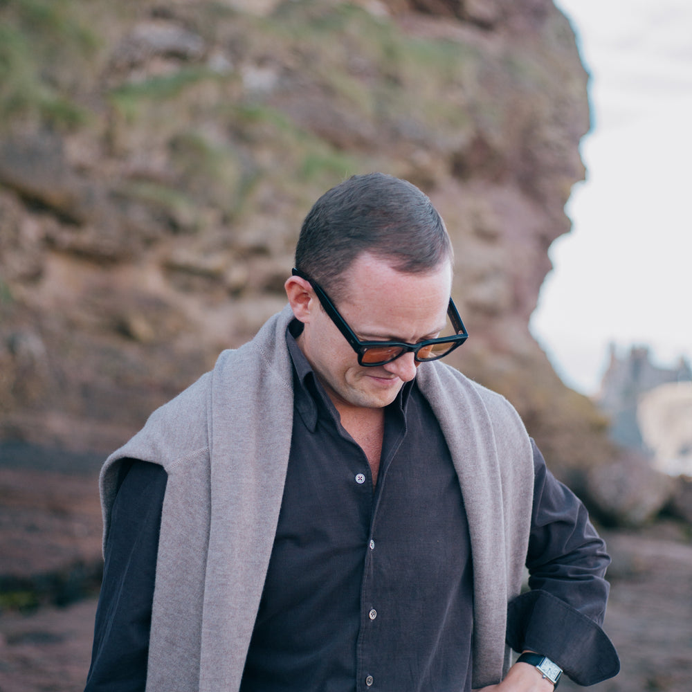 
                  
                    One Piece Collar Shirt in Mink Brown Micro Corduroy
                  
                