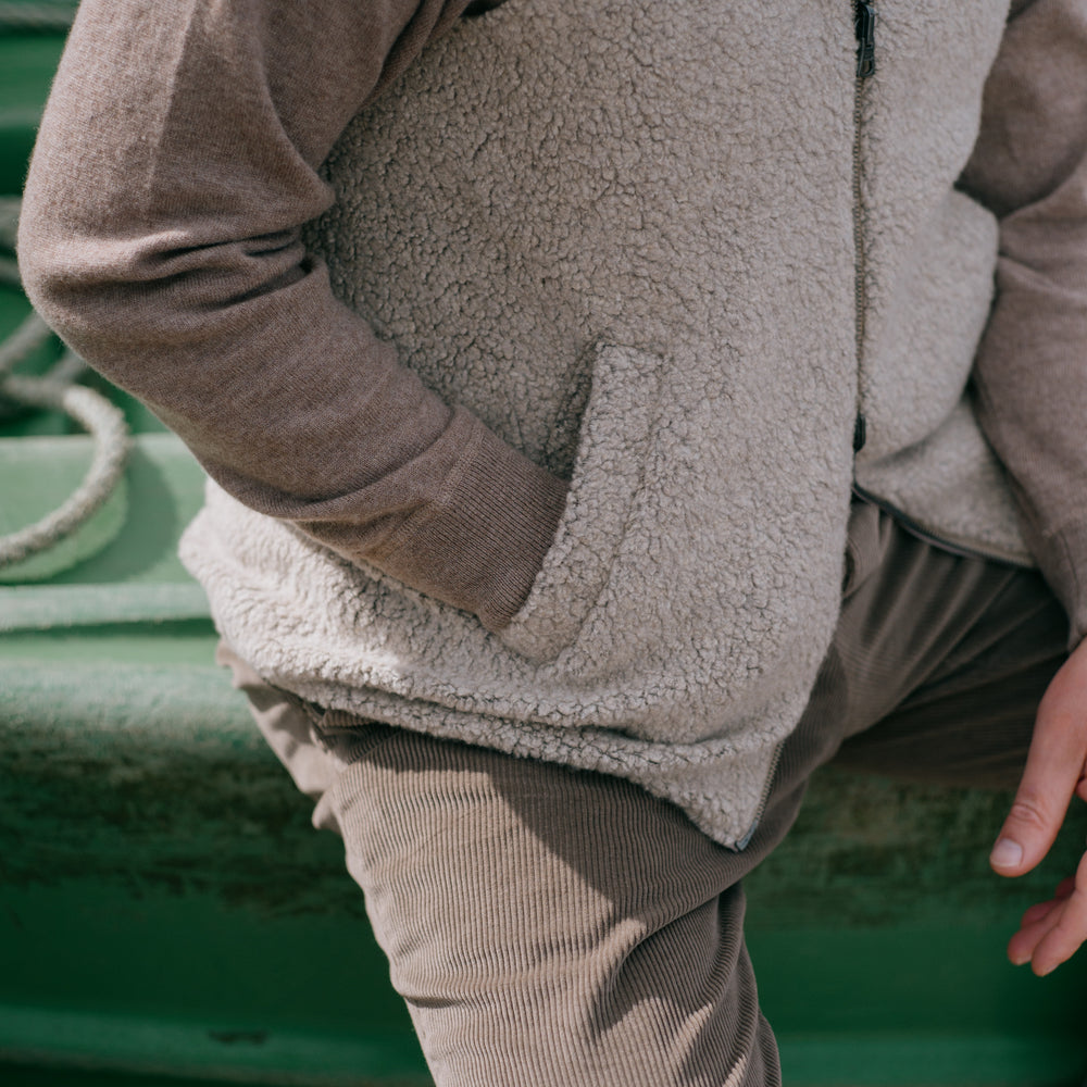 
                  
                    Flat Front Trouser in Taupe Cashmere Mix Corduroy
                  
                