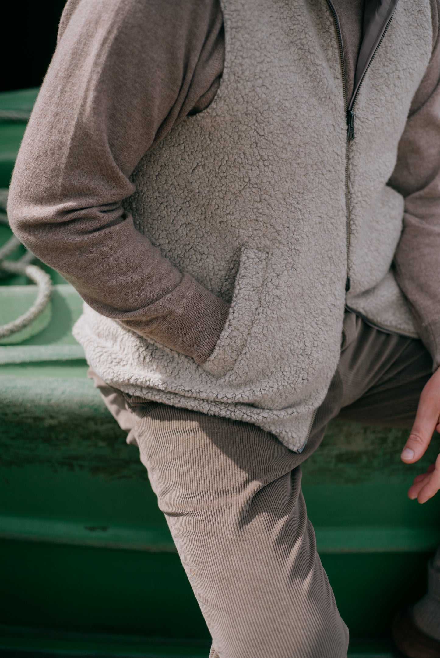 
                  
                    Flat Front Trouser in Taupe Cashmere Mix Corduroy
                  
                