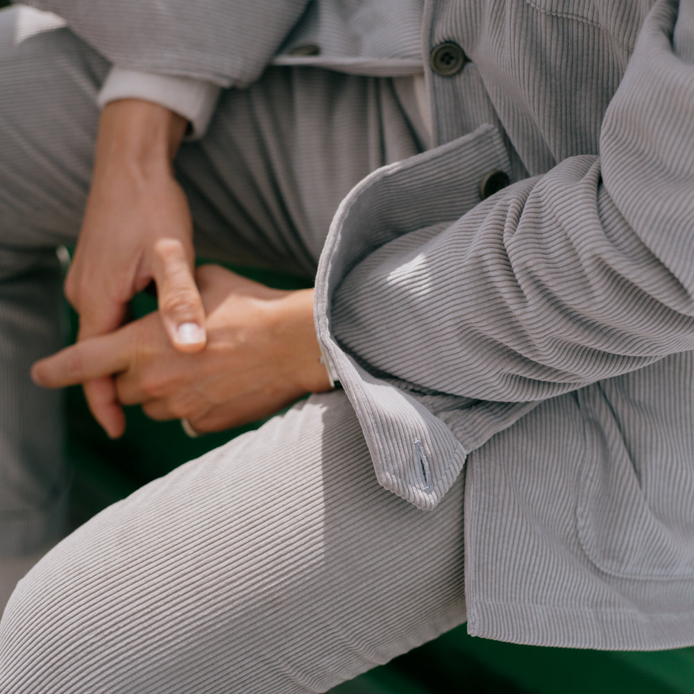 
                  
                    Flat Front Trouser in Putty Cashmere Mix Corduroy
                  
                