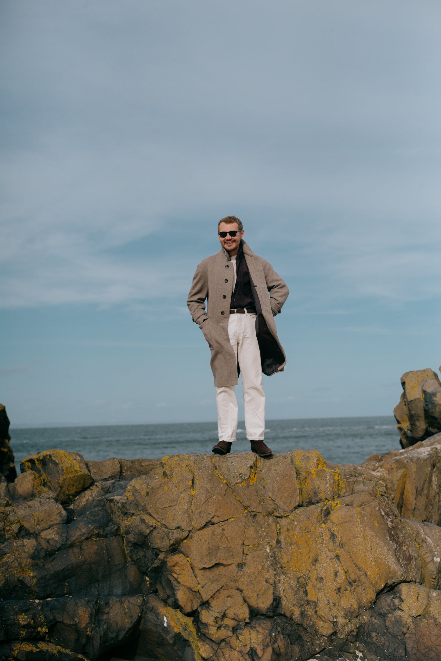 
                  
                    Raglan Overcoat in Brown Herringbone Cashmere Mix
                  
                