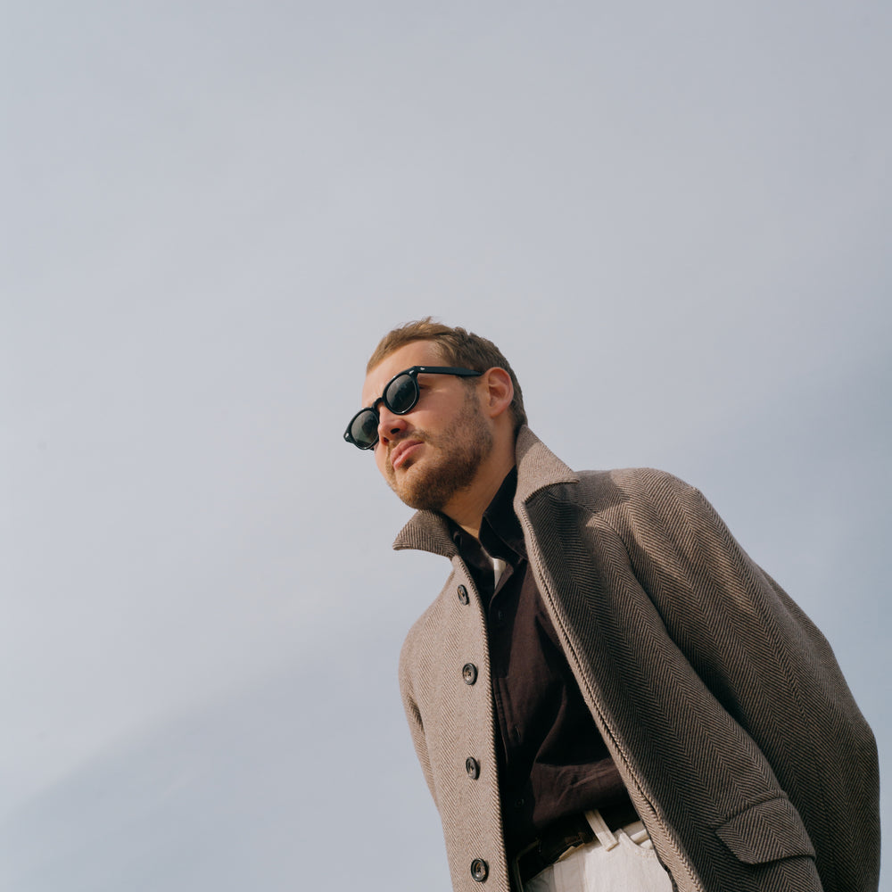 
                  
                    Raglan Overcoat in Brown Herringbone Cashmere Mix
                  
                