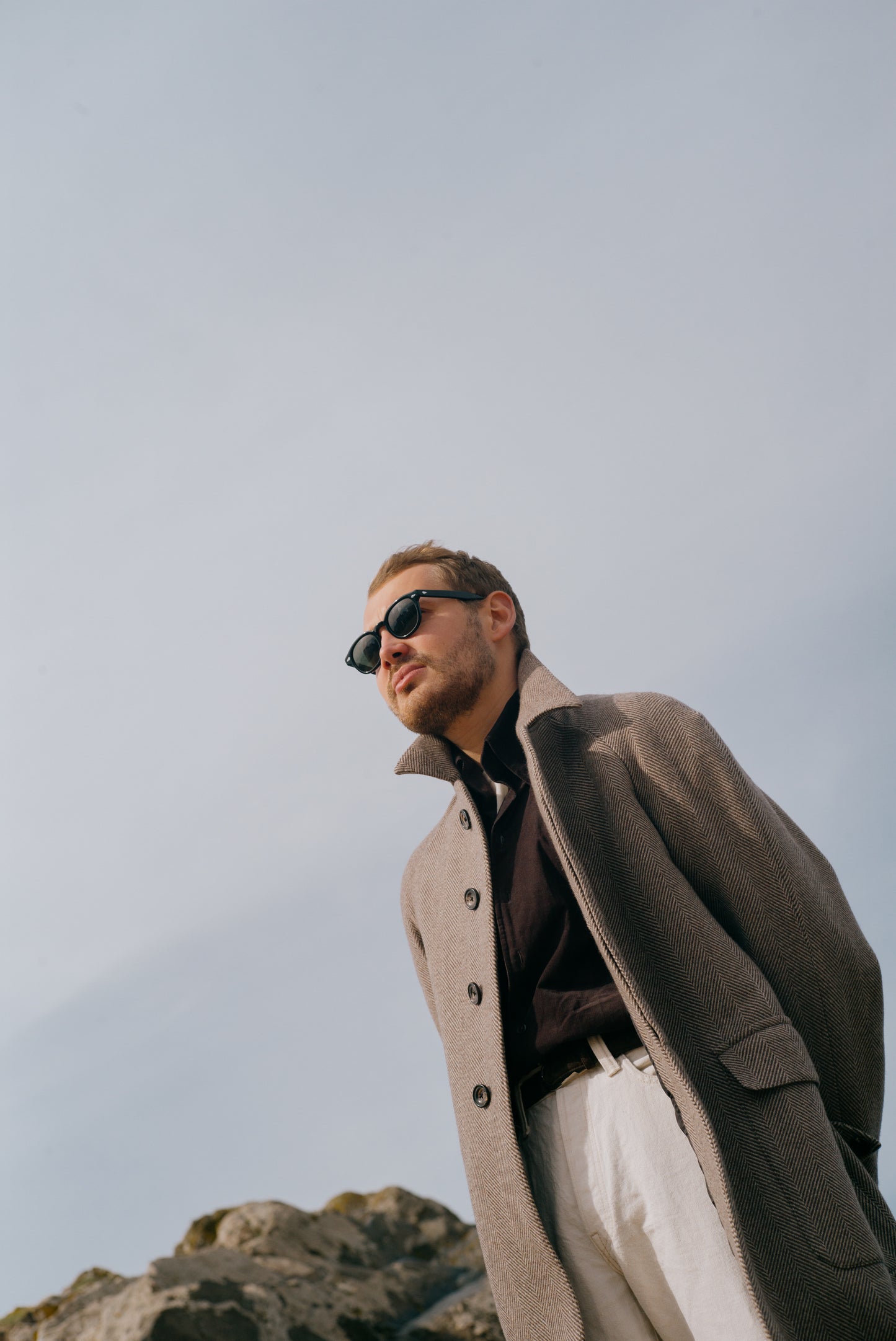
                  
                    Raglan Overcoat in Brown Herringbone Cashmere Mix
                  
                