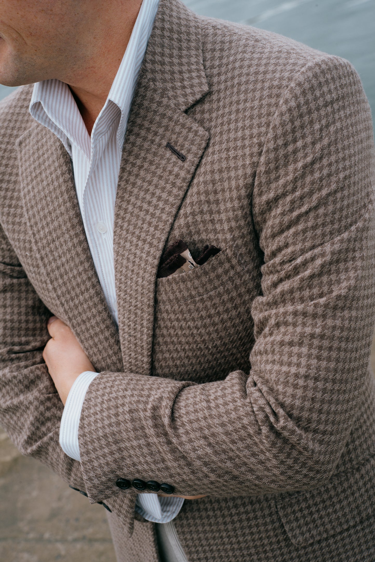 
                  
                    Single Breasted Notch Jacket in Brown Houndstooth
                  
                