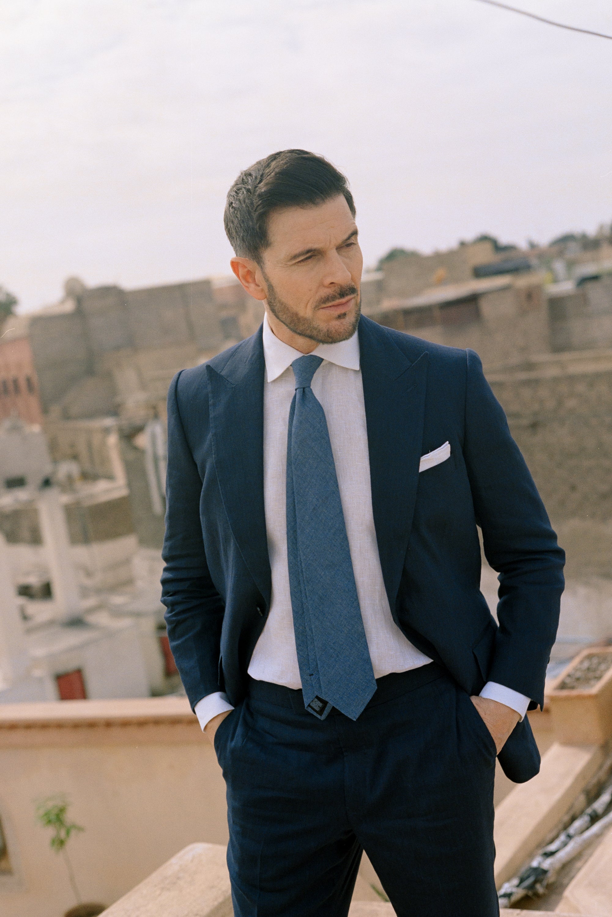 linen dress shirt with tie Shirt with Tie Detail White / M/44