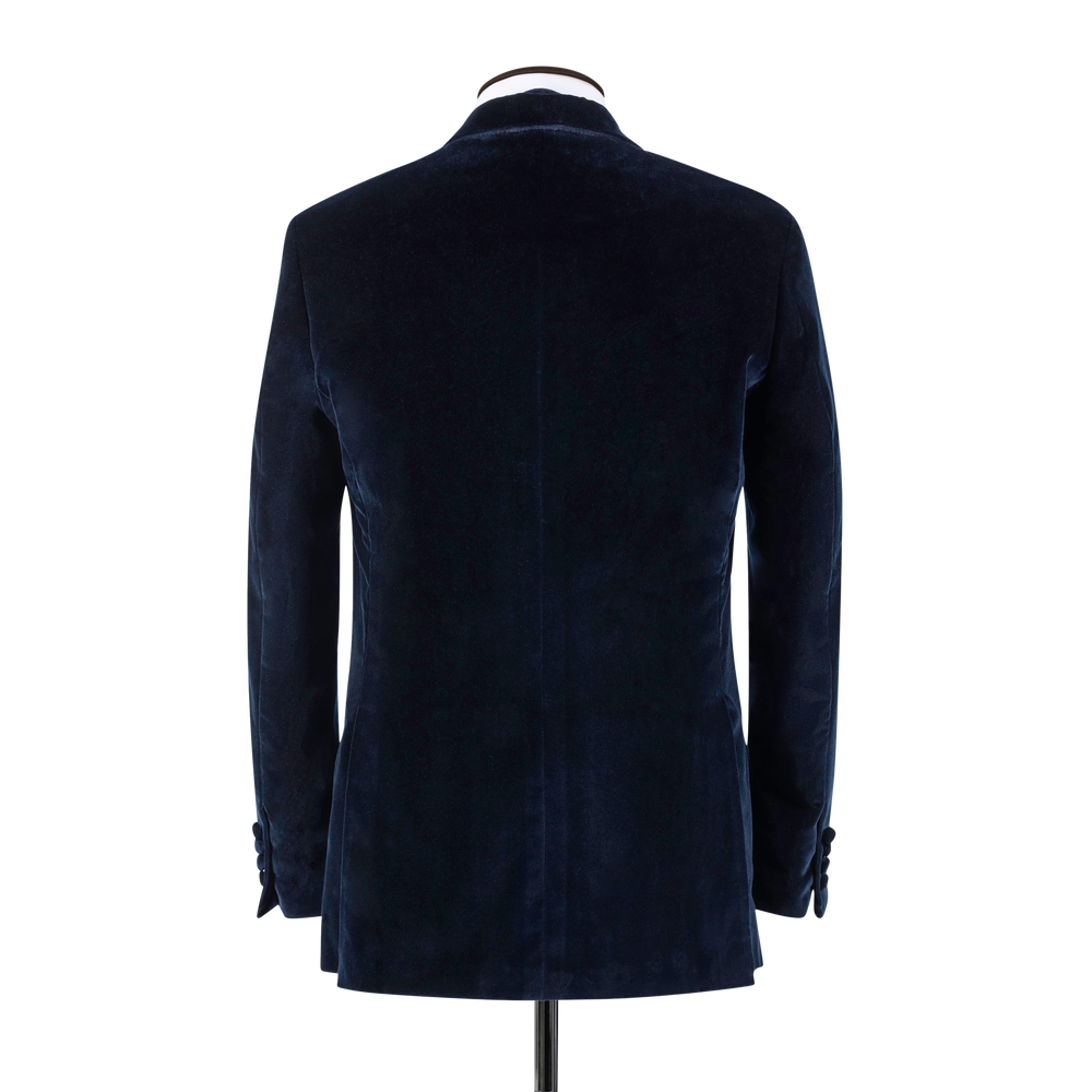 
                  
                    Peak Lapel Jacket in Midnight Blue Velvet
                  
                