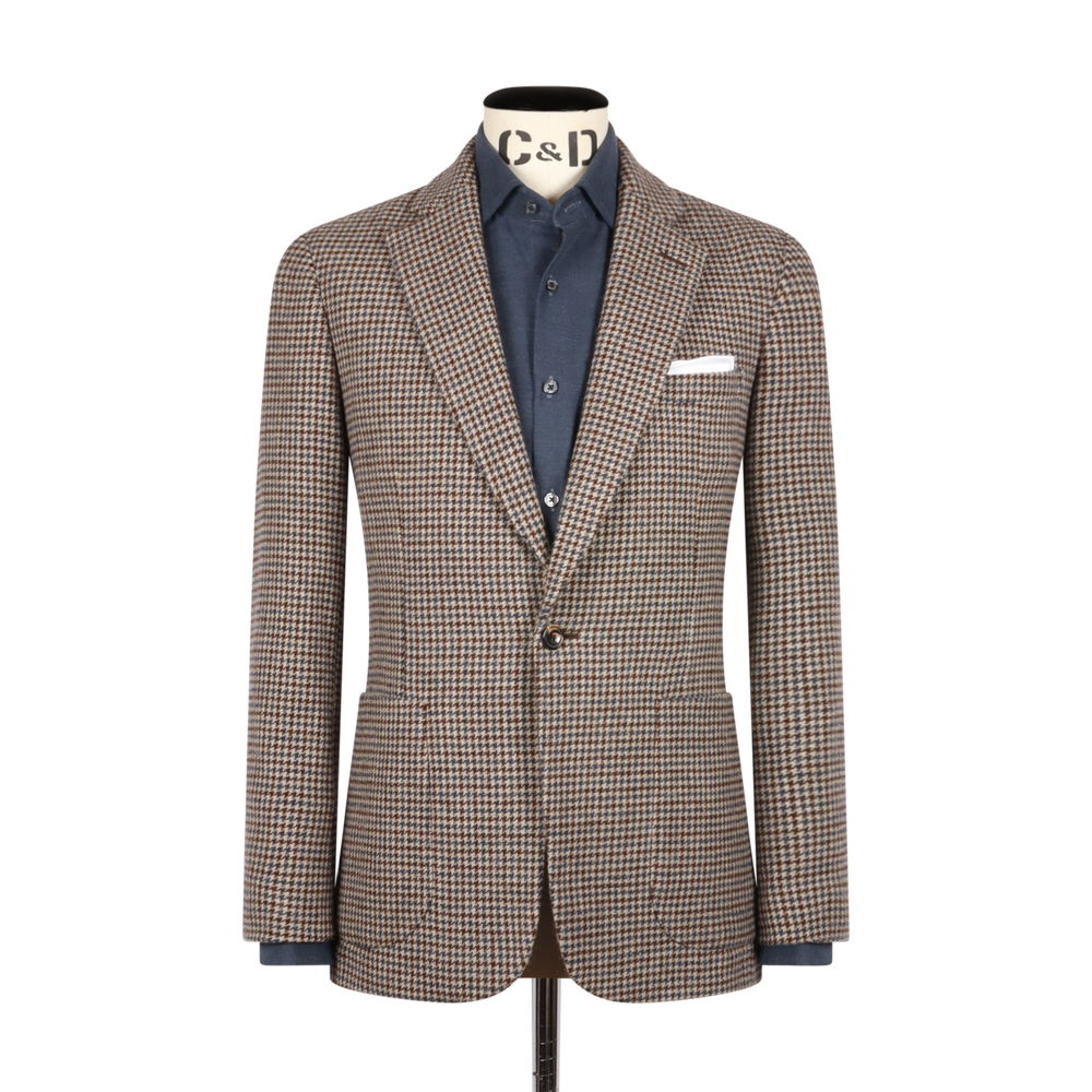 Single Breasted Notch Tweed In Brown Check