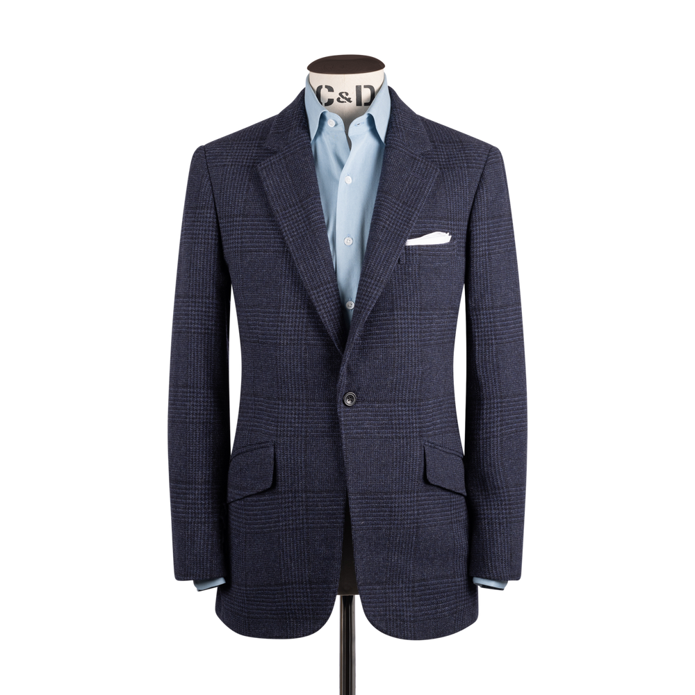 Single Breasted Notch Jacket in Navy Glen Check