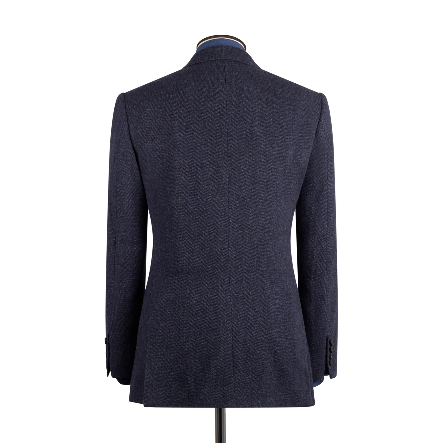 
                  
                    Single Breasted Notch Lapel Jacket in Mid Blue Herringbone
                  
                