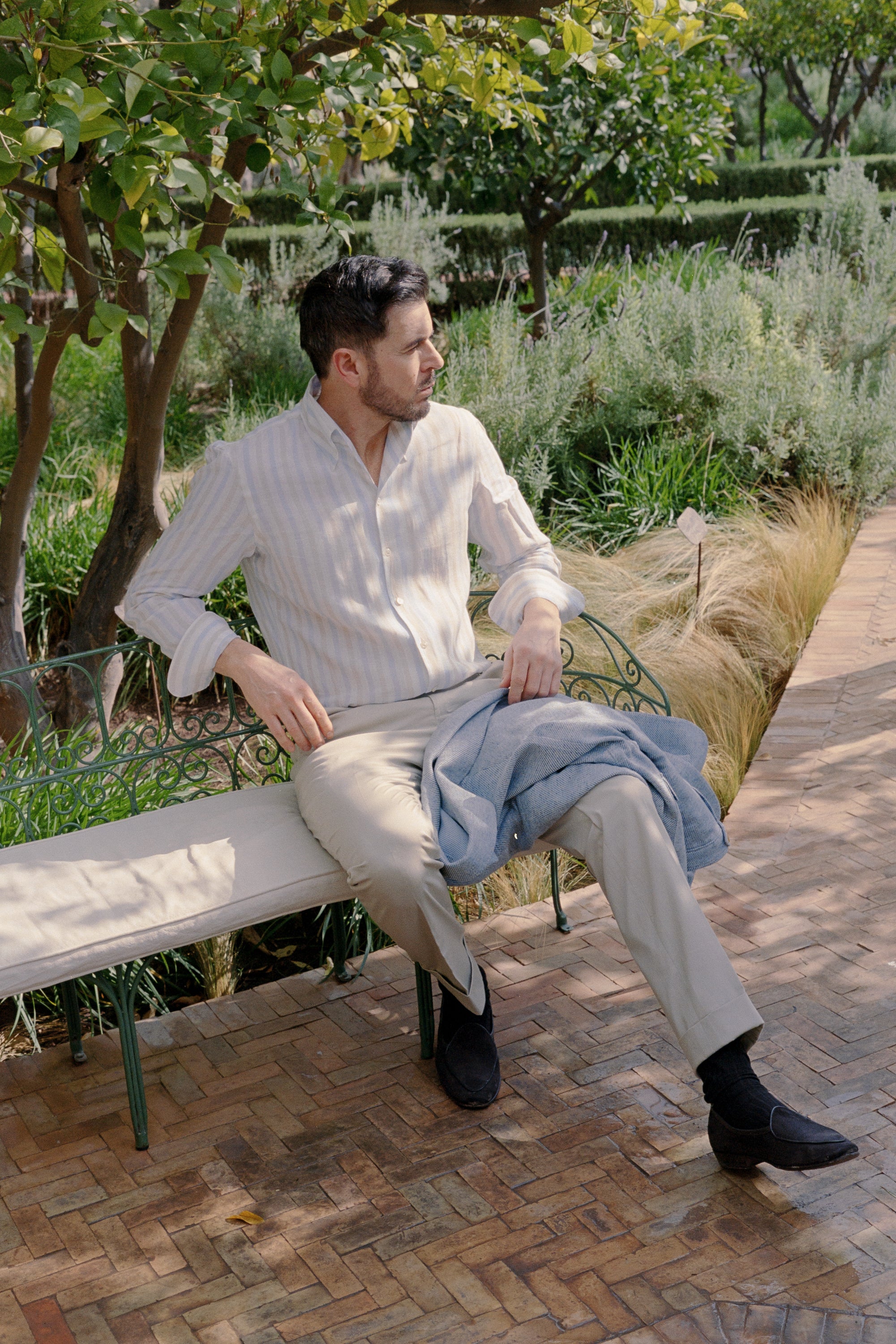 Once Piece Collar Shirt in Cream & Sky Stripe – Cad & The
