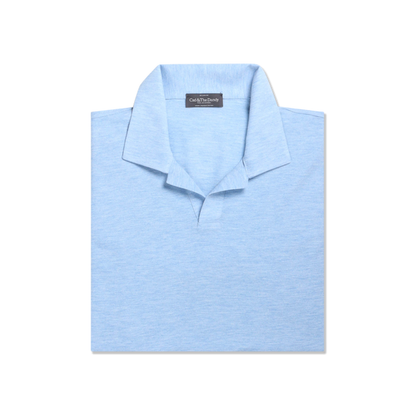 ★ ★ Open collar polo pique dress T22F1TDR071W Open Collar Polo in Azure Cotton Pique – Cad & The Dandy New