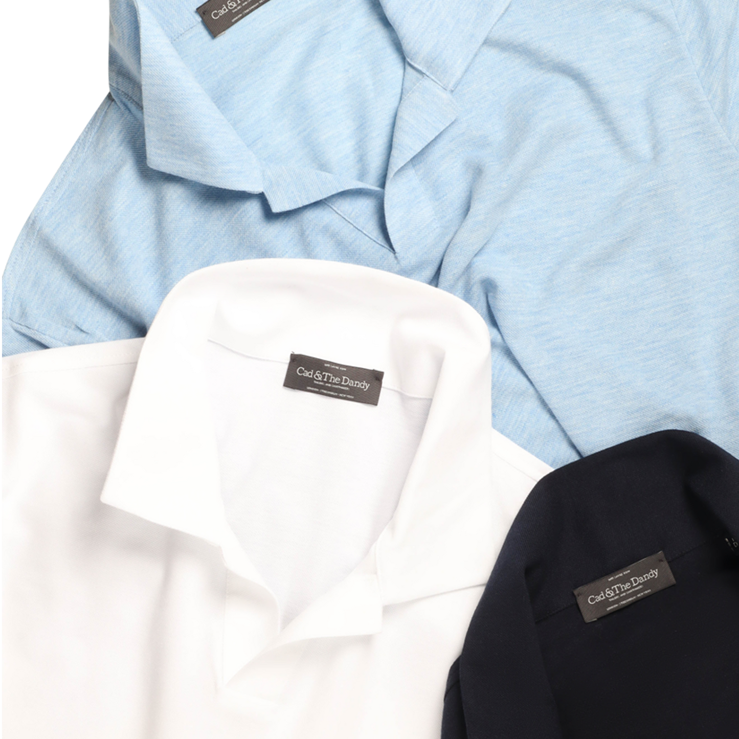 
                  
                    Open Collar Polo in Midnight Cotton Pique
                  
                