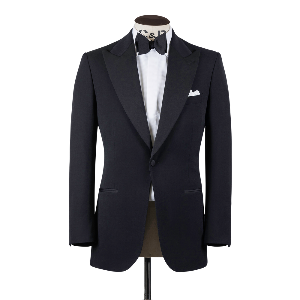 Peak Lapel Tuxedo in Black Barathea