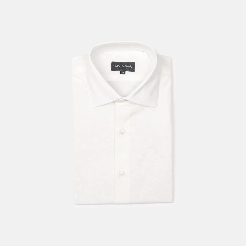 Cutaway Collar Shirt in Cream Poplin