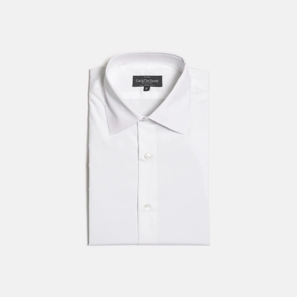 Cutaway Collar Shirt in White Poplin